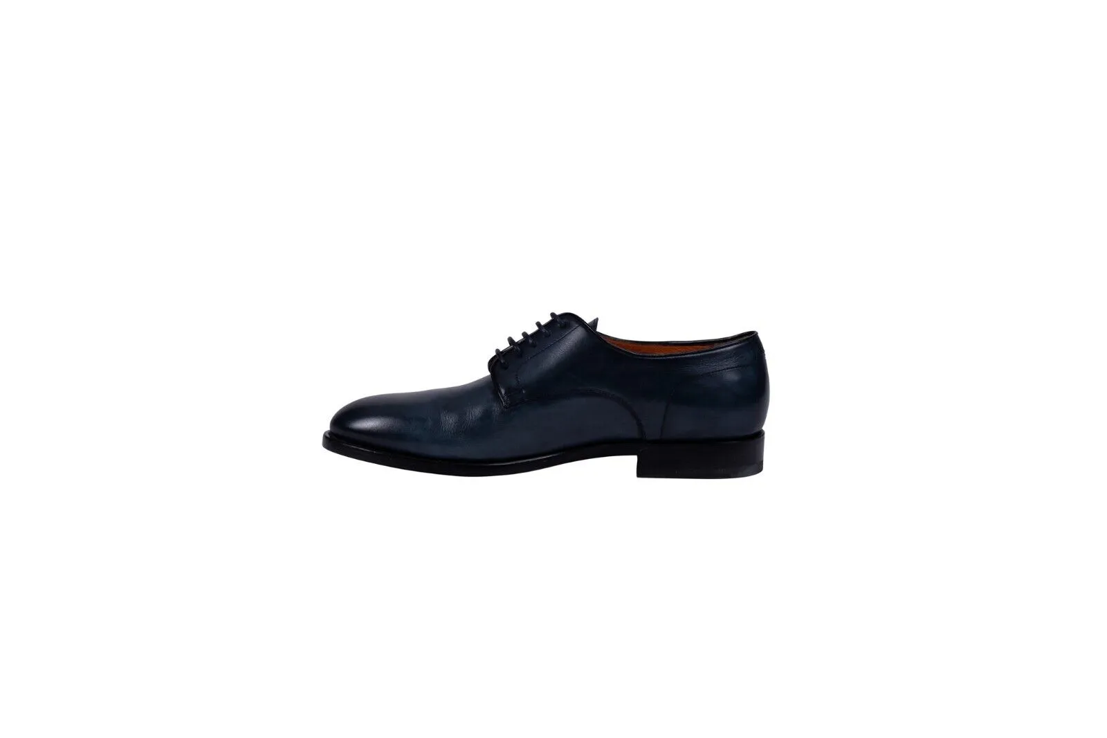 690$ SANTONI "Fatte a mano in Italia" Derby Business Shoes Blue Antiqued Leather