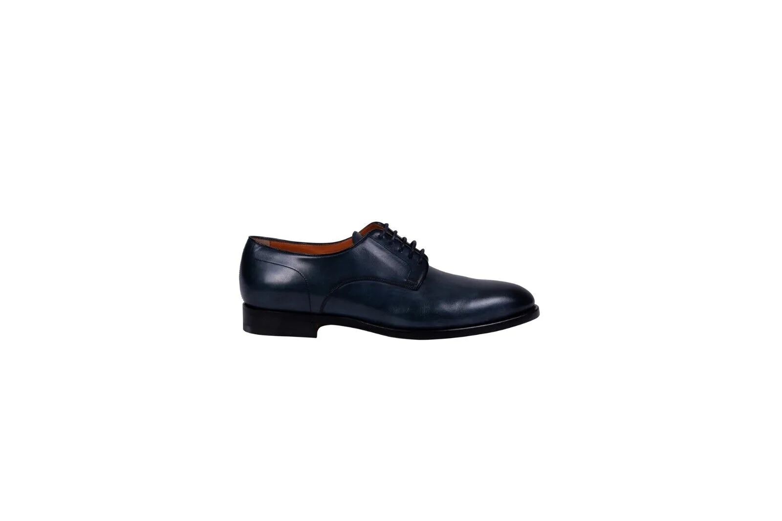 690$ SANTONI "Fatte a mano in Italia" Derby Business Shoes Blue Antiqued Leather