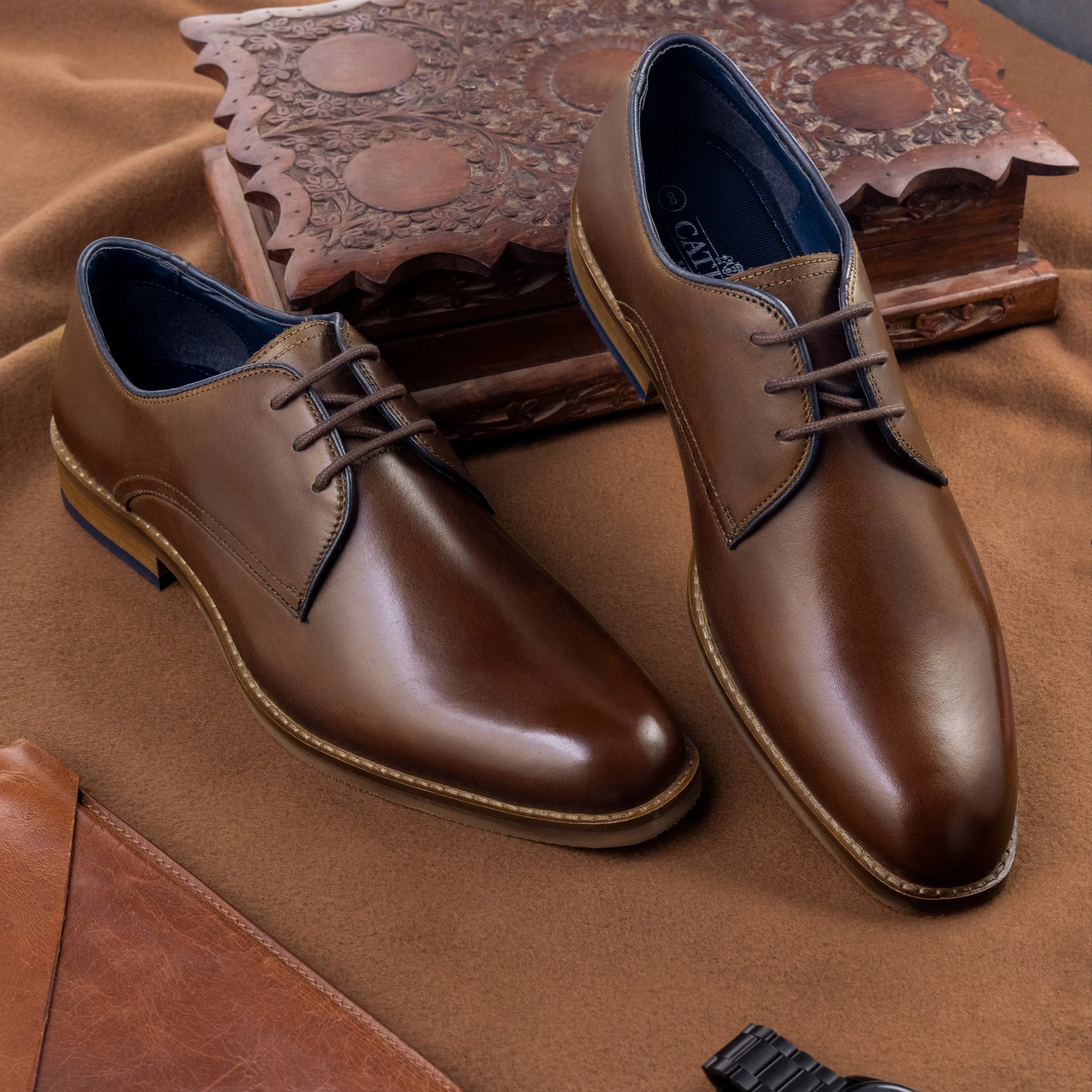 Alex Men's Derby Shoe - BROWN