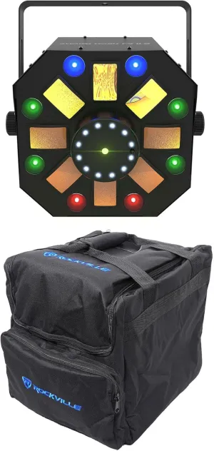 Audiosavings Bundle: Chauvet DJ Swarm Wash FX ILS RGBAW UV DMX LED Rotating Derby/L-Beam/Strobe Light Bundle with Rockville RLB40 Padded Travel Bag for Chauvet or American DJ Effect Lights (2 Items)
