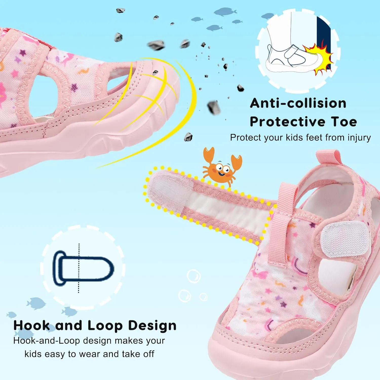 BARERUN Kids Water Shoes Boys Girls Barefoot Aqua Socks for Swim Surf Pool Beach Sport Lightweight Breathable Sandal Athletic Slip-On Sneaker for Toddler Outdoor Indoor