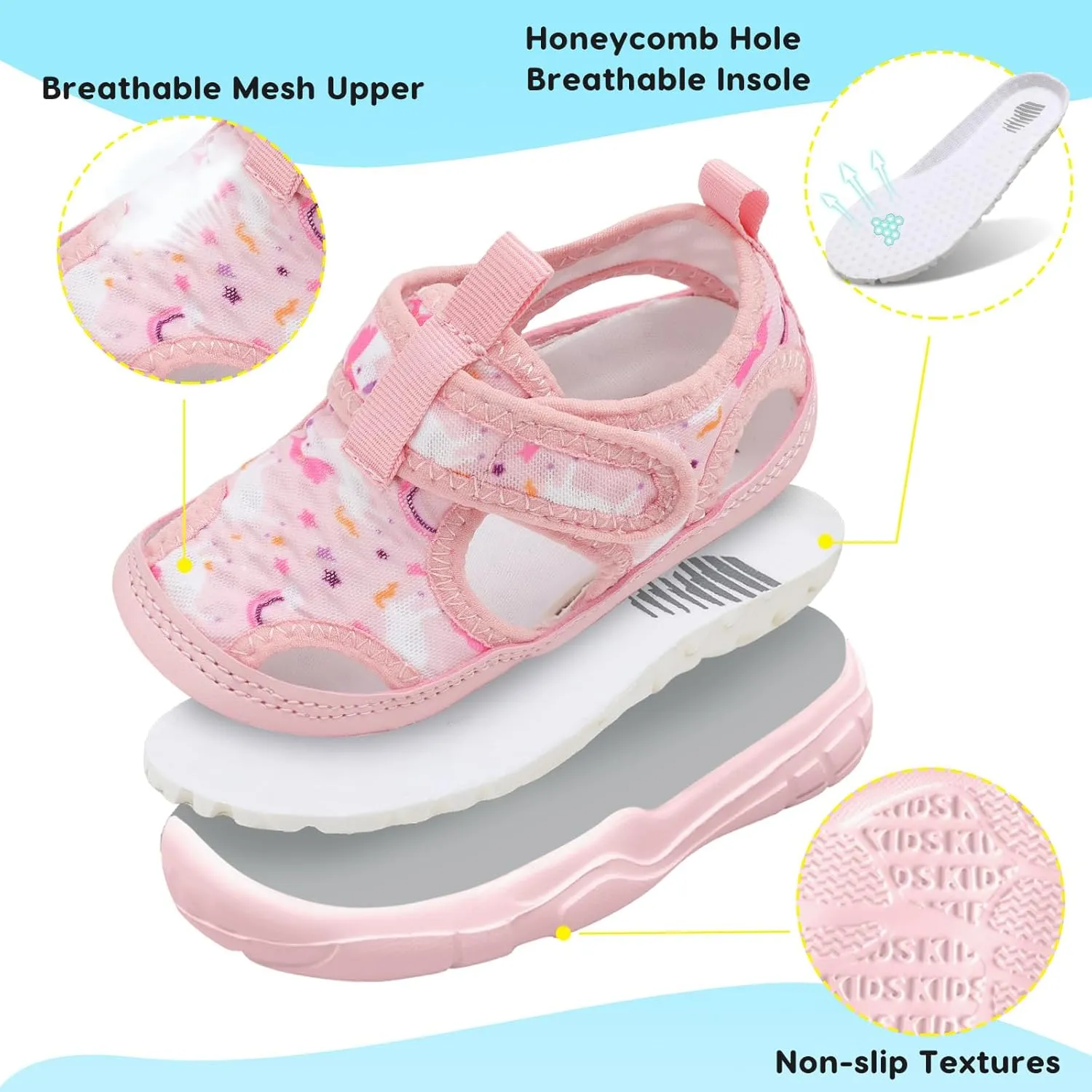 BARERUN Kids Water Shoes Boys Girls Barefoot Aqua Socks for Swim Surf Pool Beach Sport Lightweight Breathable Sandal Athletic Slip-On Sneaker for Toddler Outdoor Indoor