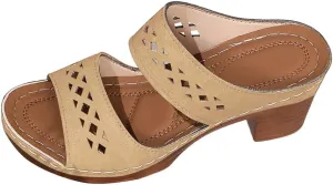 BILIKEYU Womens Wedge Platform Slides Open Toe Cutouts Double Straps Chunky Block Heel Thick Sole Slip on Summer Beach Sandal