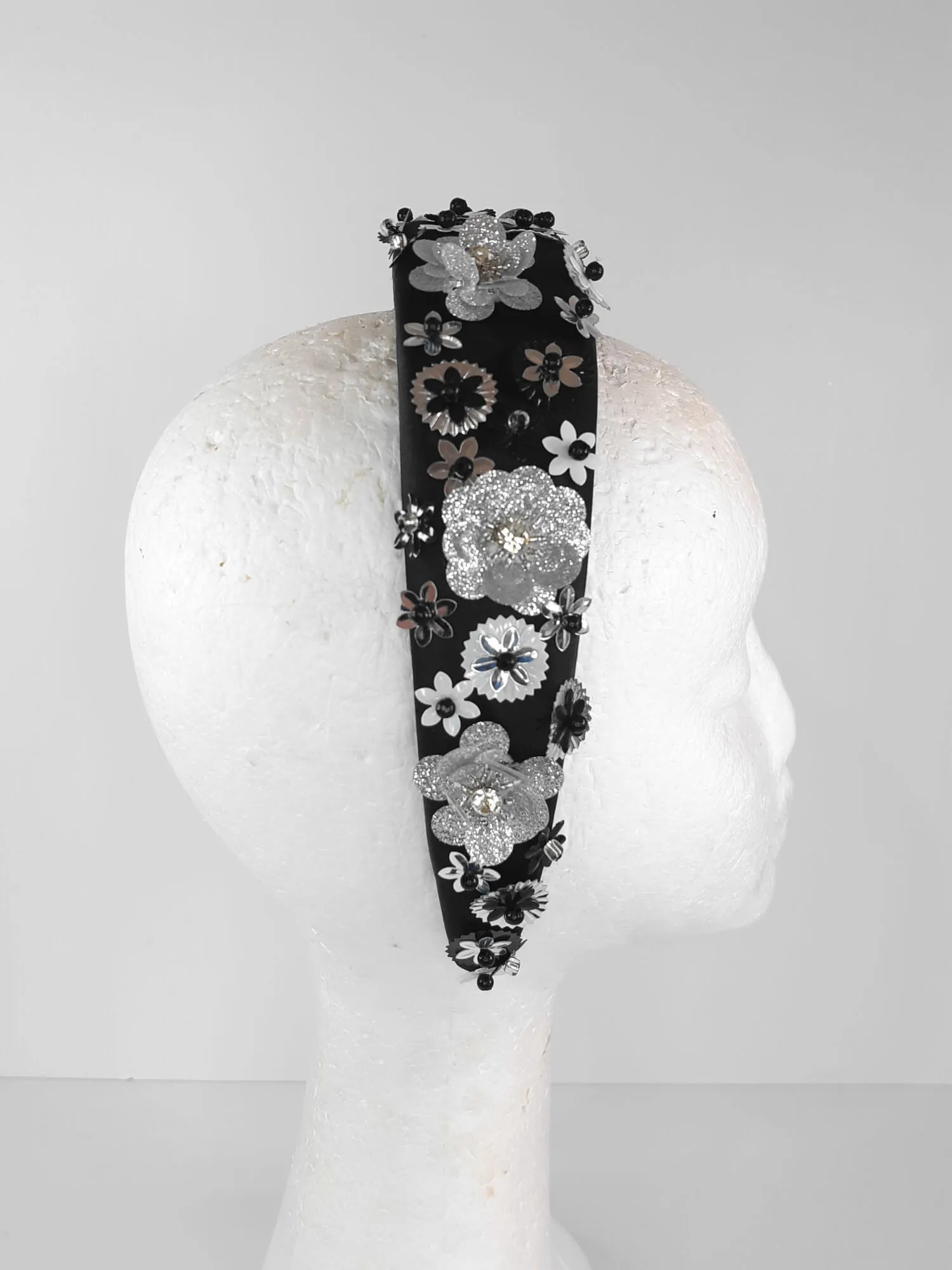 Black and White Padded Headband by Melissa Rath Millinery