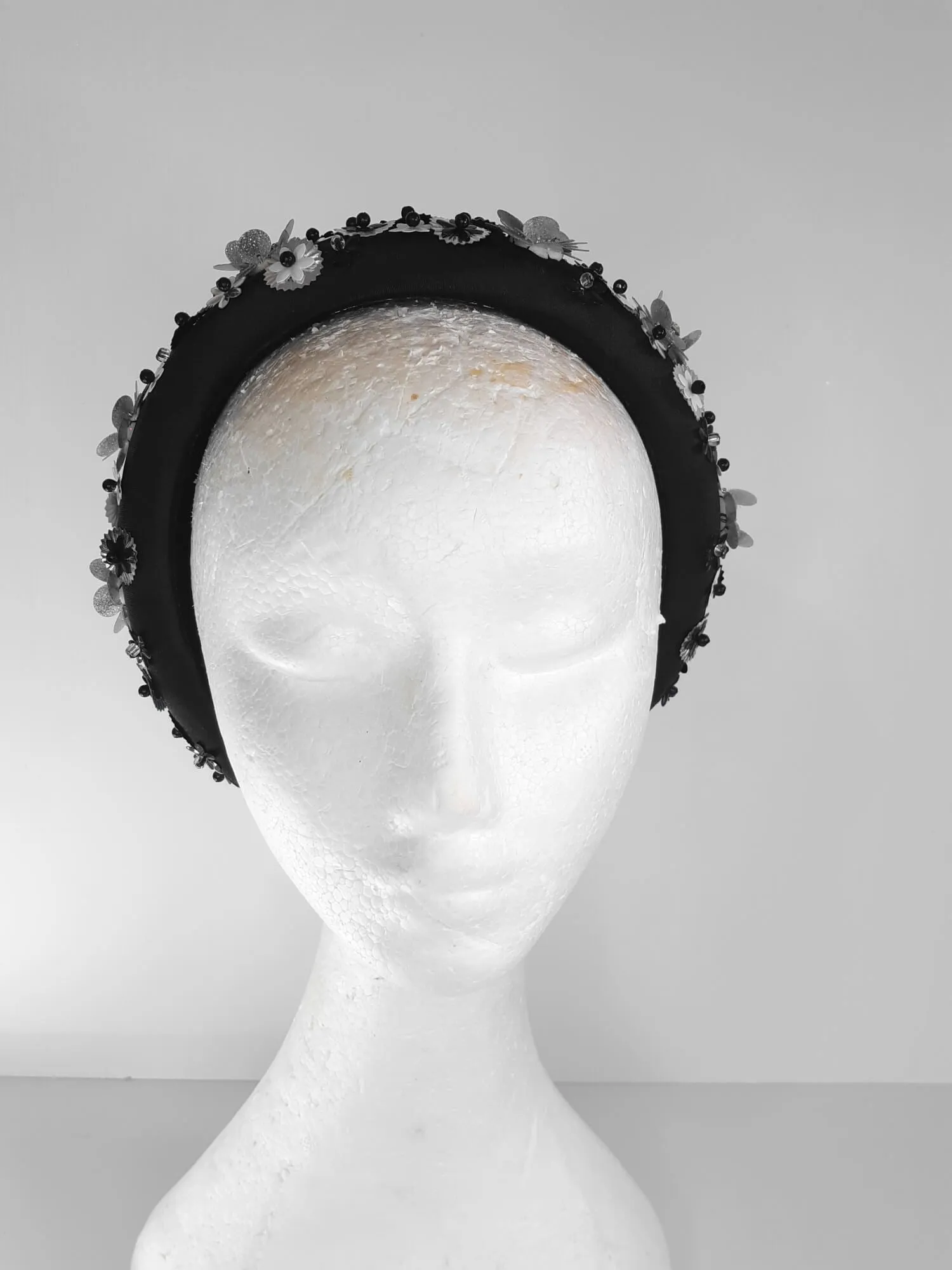 Black and White Padded Headband by Melissa Rath Millinery