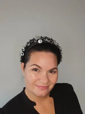 Black and White Padded Headband by Melissa Rath Millinery