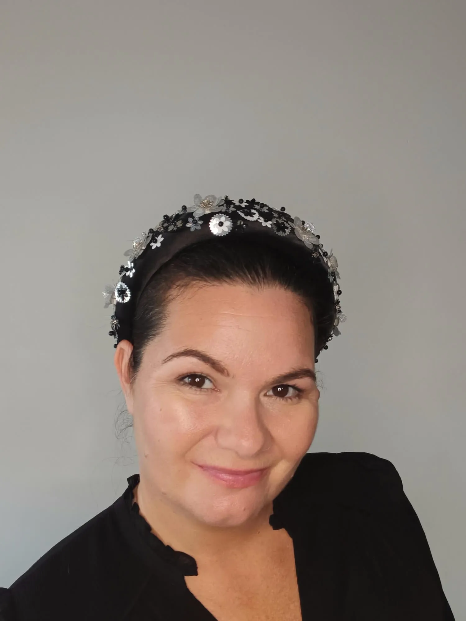 Black and White Padded Headband by Melissa Rath Millinery