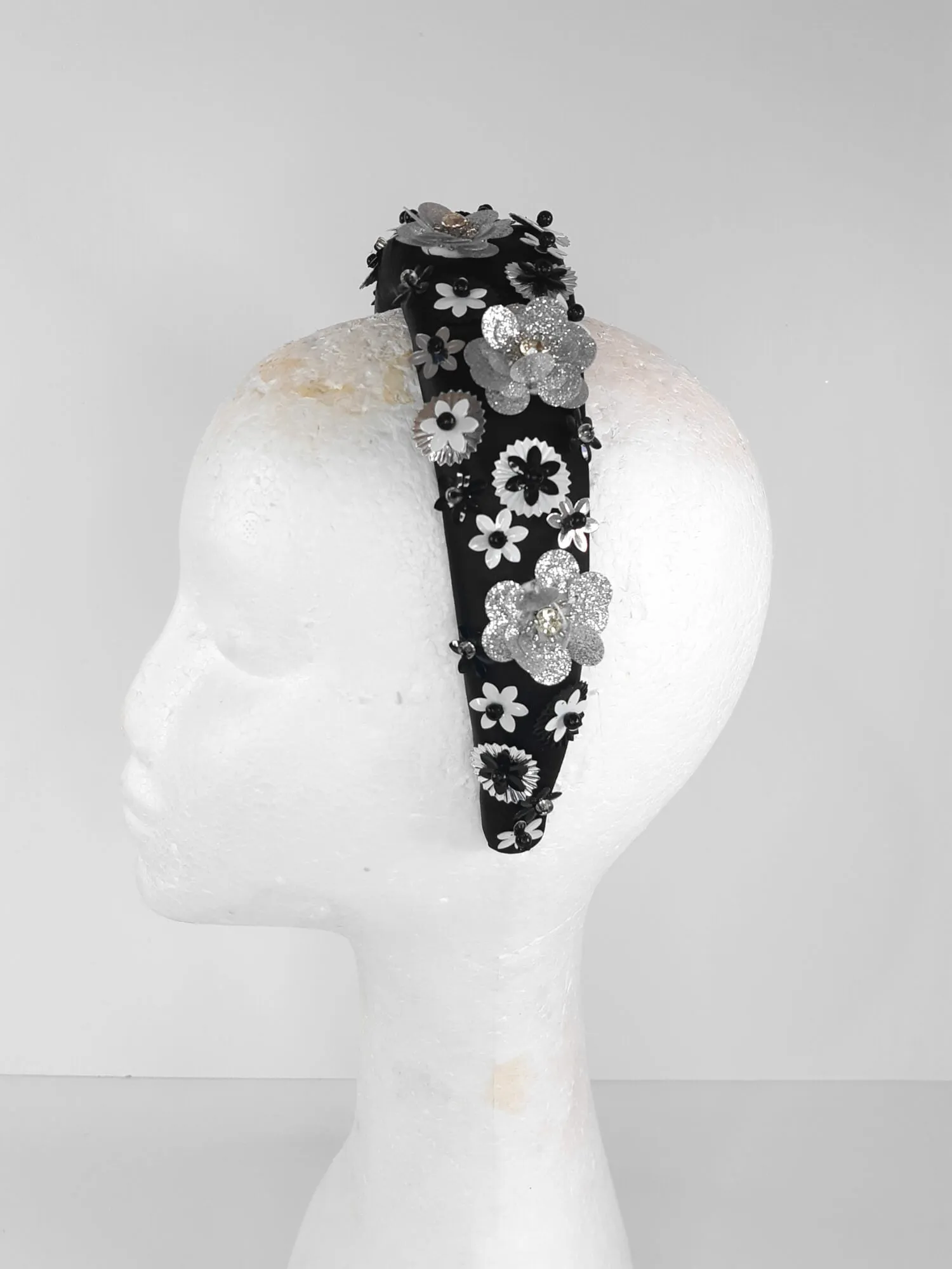 Black and White Padded Headband by Melissa Rath Millinery