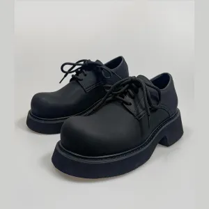 Black Chunky Cut-Out Sole Derby Shoes