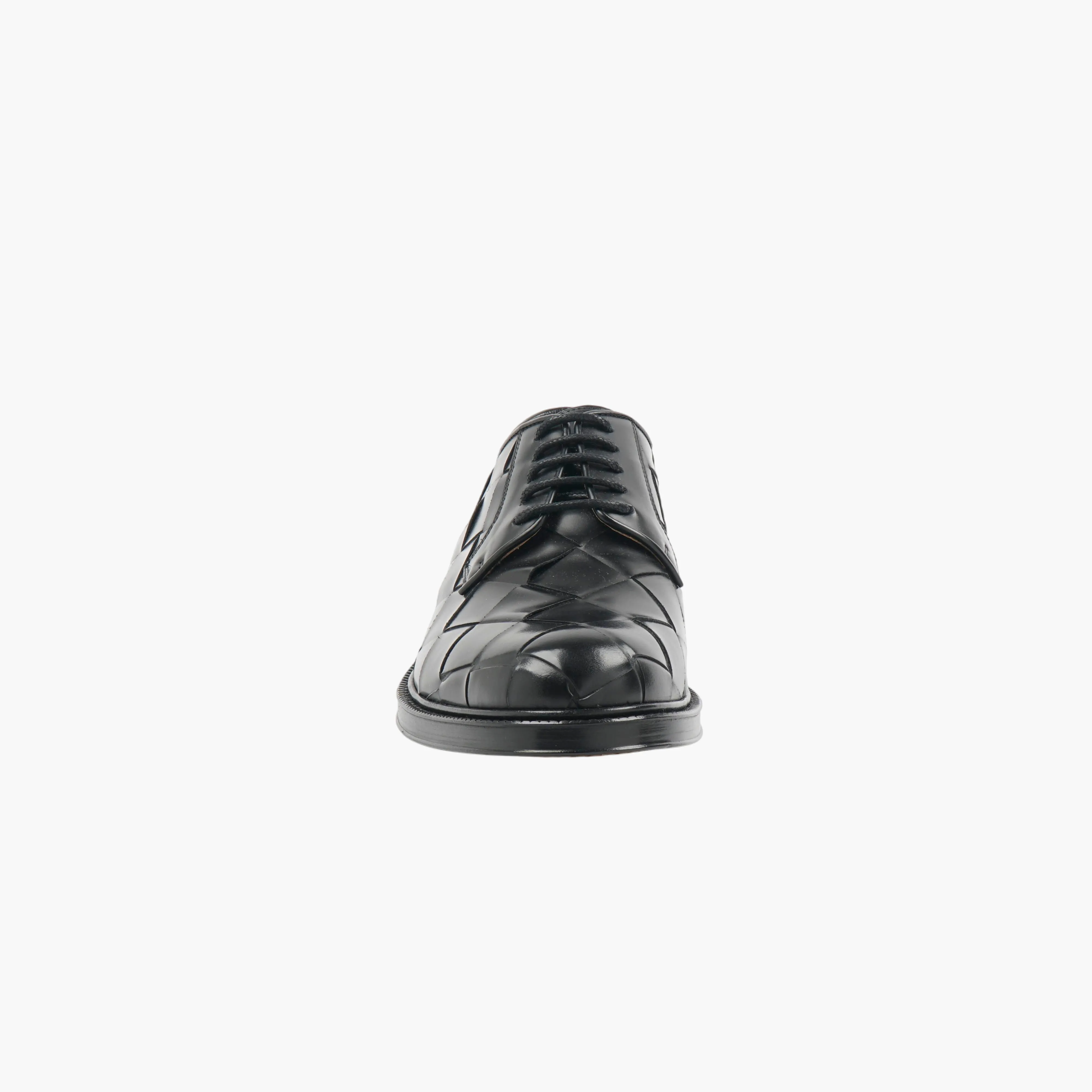 Bottega Veneta Nero Intrecciato Leather Shoes - Made in Italy