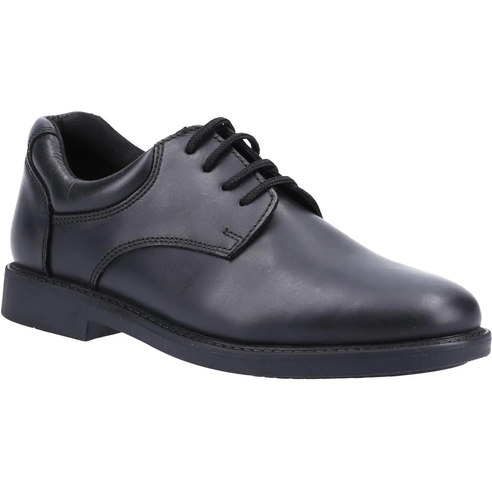 Boys Hush Puppies Tim Snr Black Leather Lace Up School Shoes