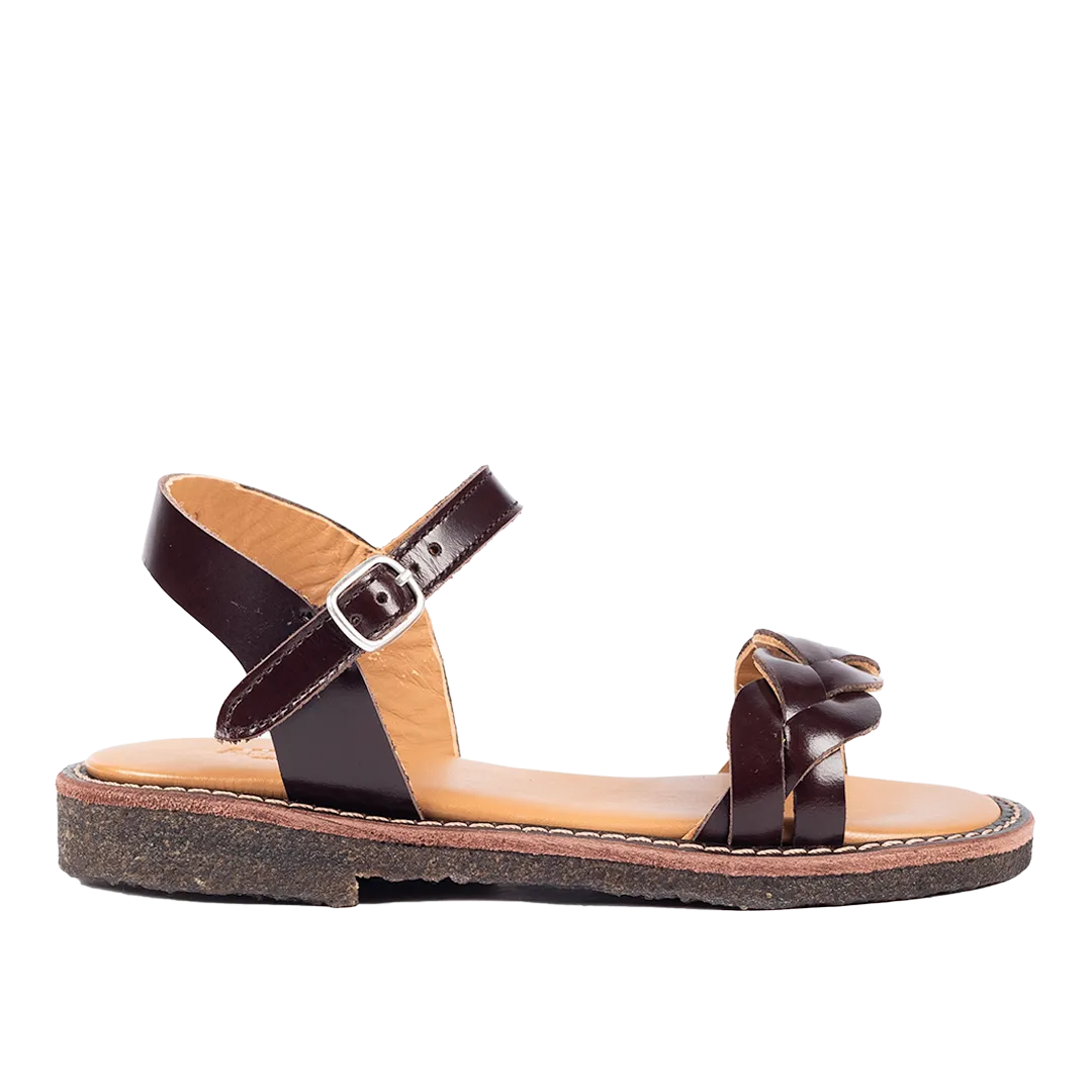 Braid sandal with open toe and buckle closure