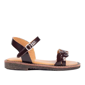 Braid sandal with open toe and buckle closure
