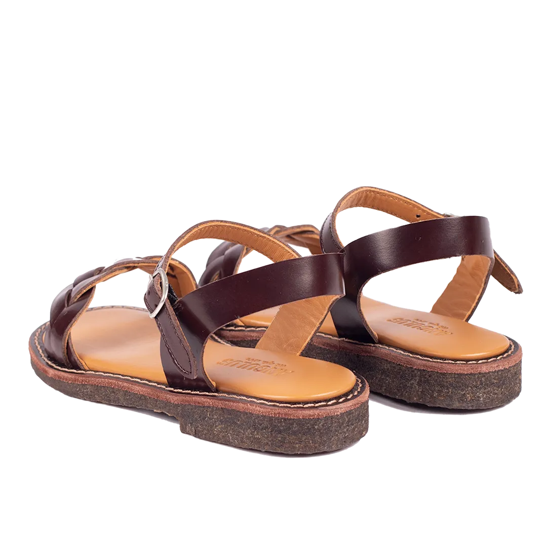 Braid sandal with open toe and buckle closure
