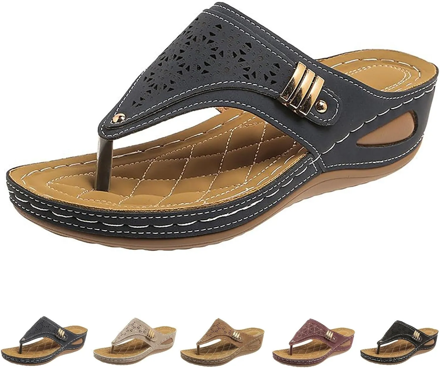 Breathable Mesh Hollow Sports Sandals Non-Slip 2024 New Women’s Wedge Orthopedic Flip-Flops Summer Casual Sandals Open Toe
