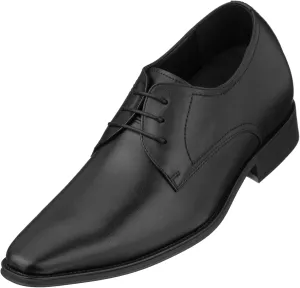 CALTO Men's Invisible Height Increasing Elevator Shoes - Black Premium Leather Lace-up Formal Derby Oxfords - 2.8 Inches Taller - Y5011 - Size 6 D(M) US