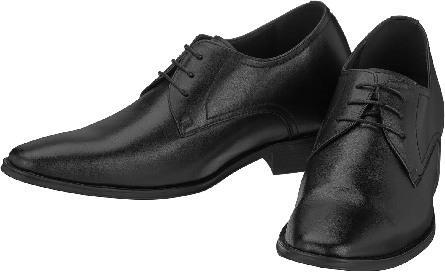 CALTO Men's Invisible Height Increasing Elevator Shoes - Black Premium Leather Lace-up Formal Derby Oxfords - 2.8 Inches Taller - Y5011 - Size 6 D(M) US