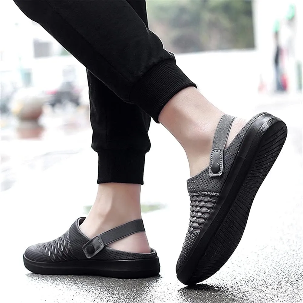 ChicLovey Mens Hollow Mesh Breathable Walking Slippers Garden Clog Summer Shoes Sandals
