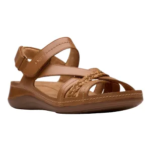 Clarks Women's Cecily Strap Leather Wide Tan Combo
