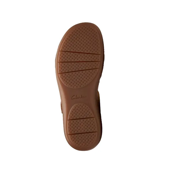 Clarks Women's Cecily Strap Leather Wide Tan Combo
