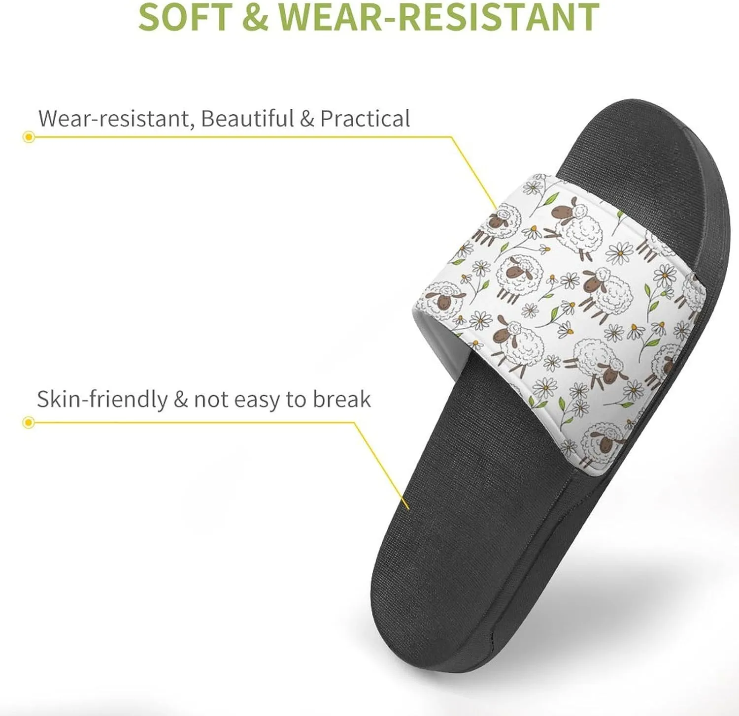 Counting Sheep on White Slippers for Women Rubber Slides Womens Sandal Slippers