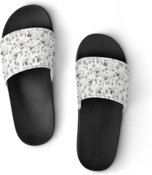 Counting Sheep on White Slippers for Women Rubber Slides Womens Sandal Slippers