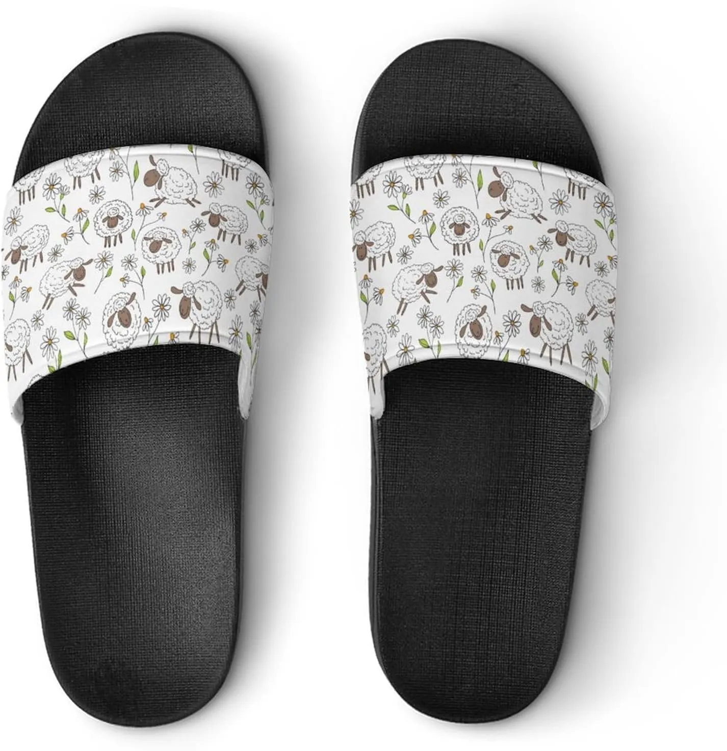 Counting Sheep on White Slippers for Women Rubber Slides Womens Sandal Slippers