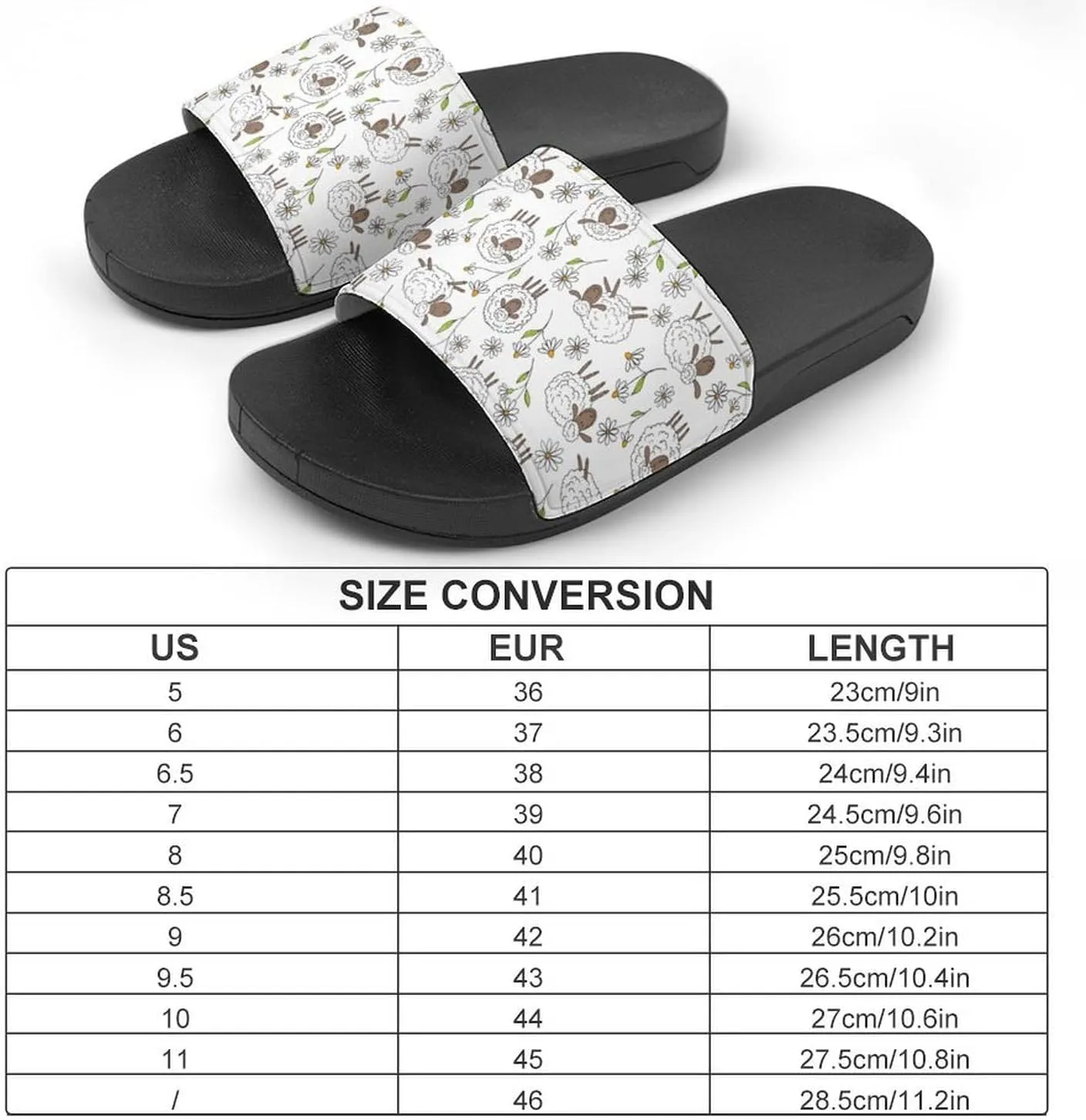 Counting Sheep on White Slippers for Women Rubber Slides Womens Sandal Slippers