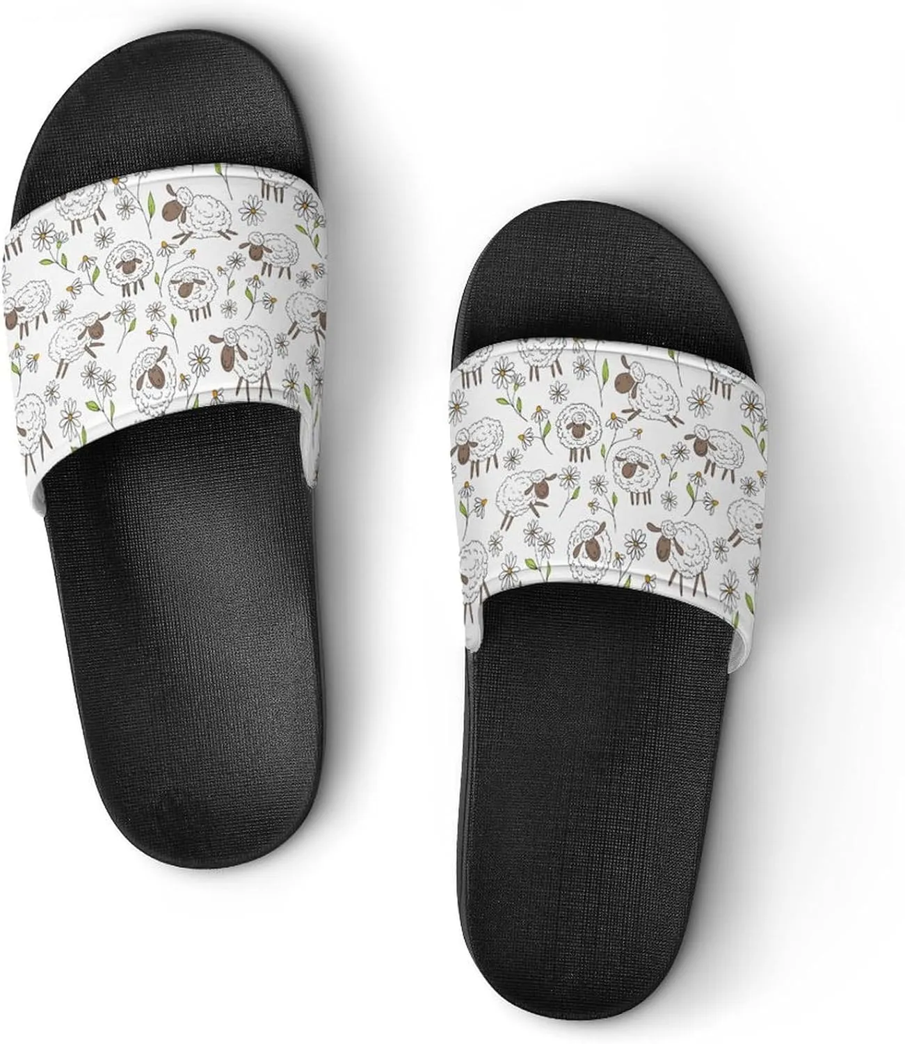 Counting Sheep on White Slippers for Women Rubber Slides Womens Sandal Slippers