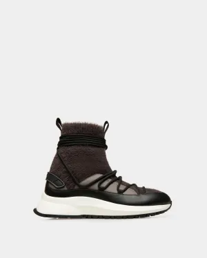 Dalyla Cashmere Fabric & Leather Boots In Grey & Black
