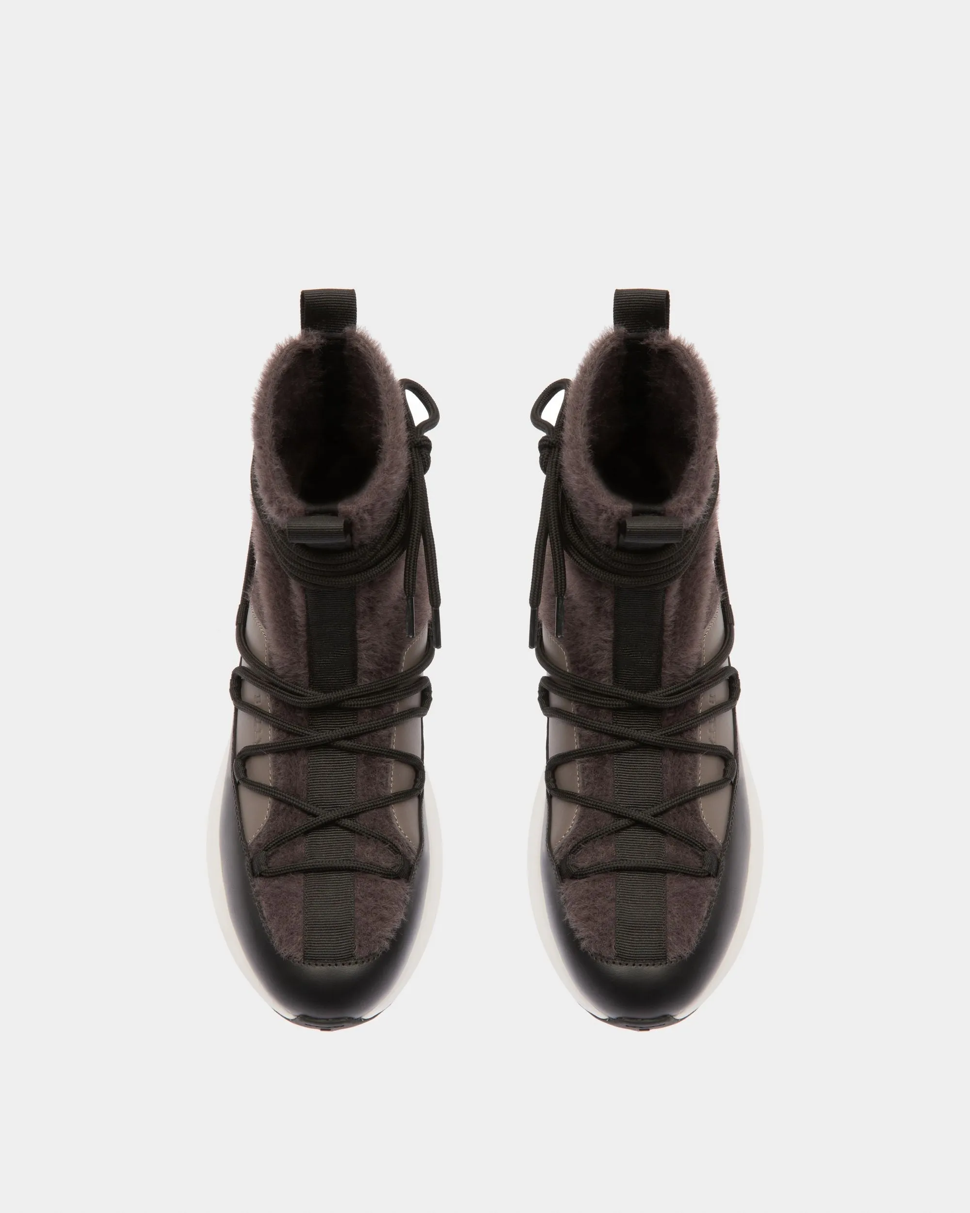 Dalyla Cashmere Fabric & Leather Boots In Grey & Black