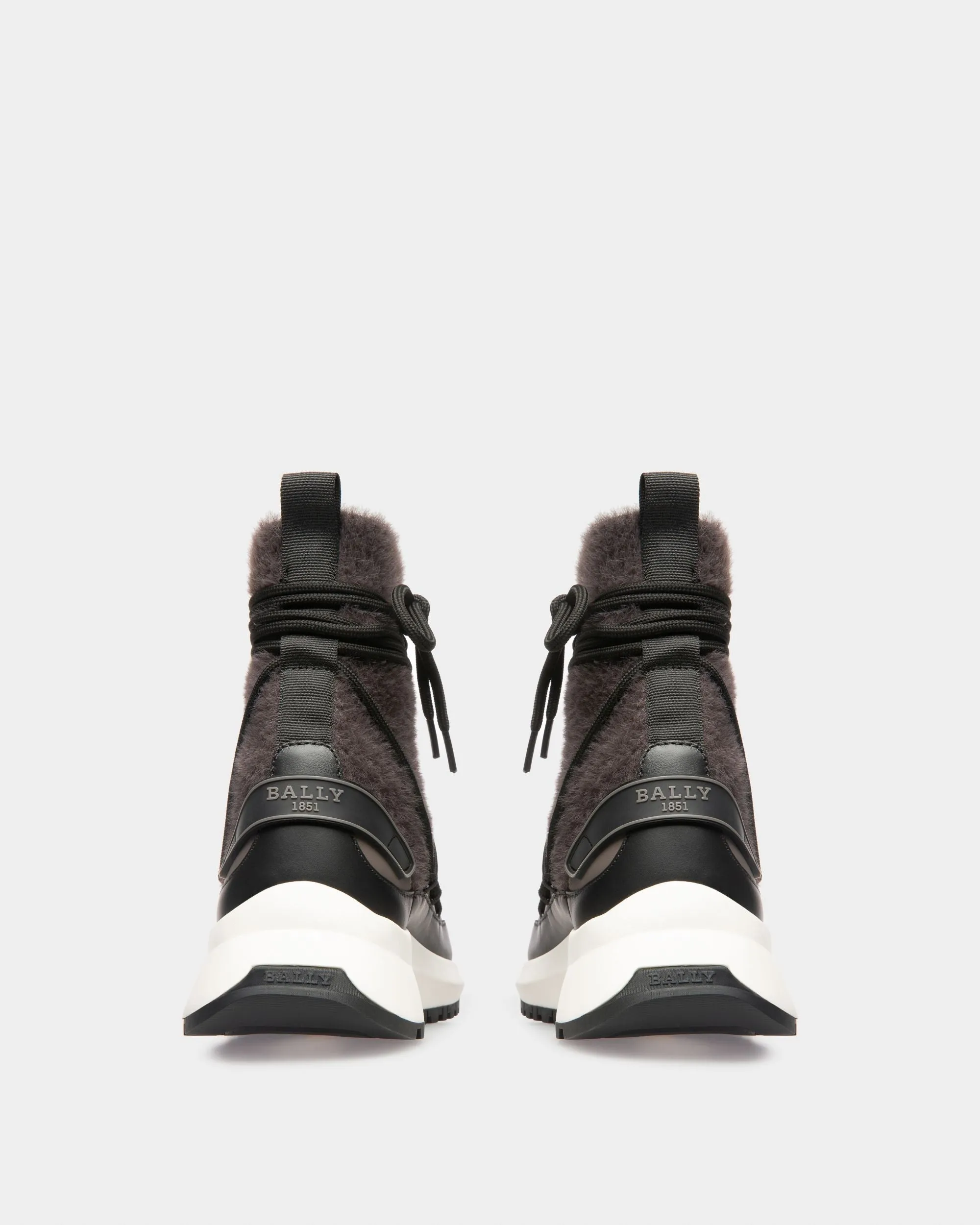 Dalyla Cashmere Fabric & Leather Boots In Grey & Black