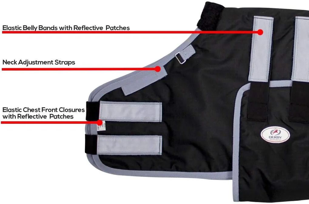 Derby Originals 600D Ripstop Waterproof Reflective Safety Winter Foal and Mini Horse Turnout Blanket 150G Insulation Triple Layer Breathable 210T lining