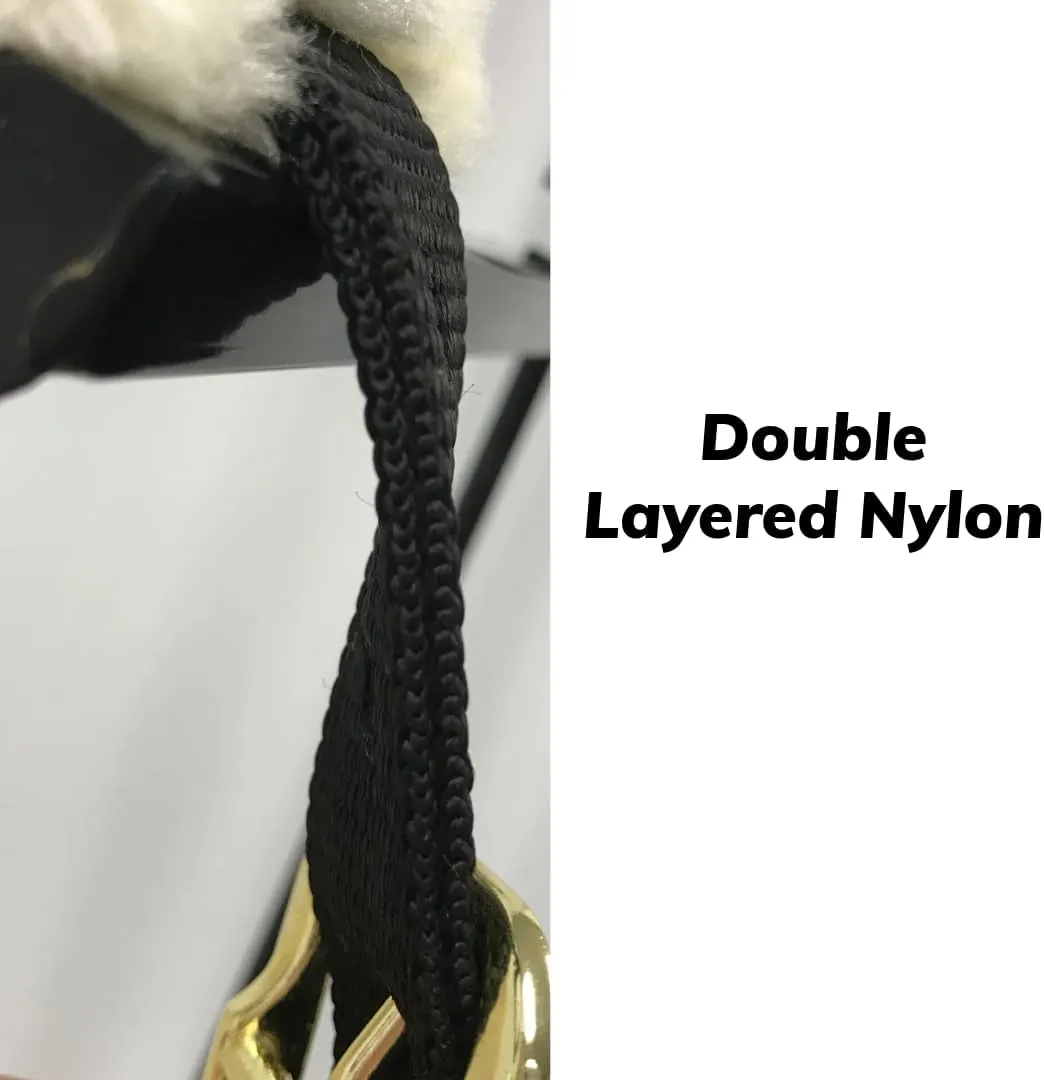 Derby Originals Comfortable Super Soft Padded Faux Mink Horse Black Nylon Halters with Throat Snap for Easy Removal, Daily Use, and 1-Year Warranty