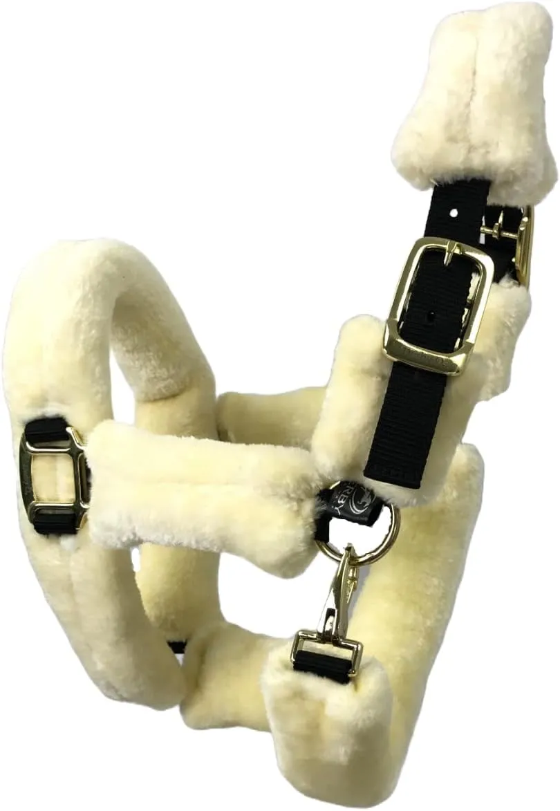 Derby Originals Comfortable Super Soft Padded Faux Mink Horse Black Nylon Halters with Throat Snap for Easy Removal, Daily Use, and 1-Year Warranty