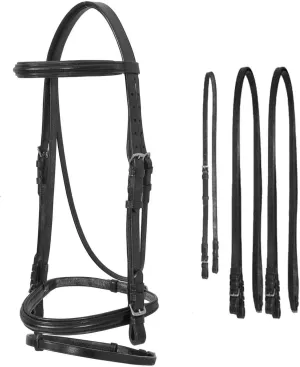 Derby Originals Paris Tack Weymouth Double Dressage Bridle with Flash & Reins.