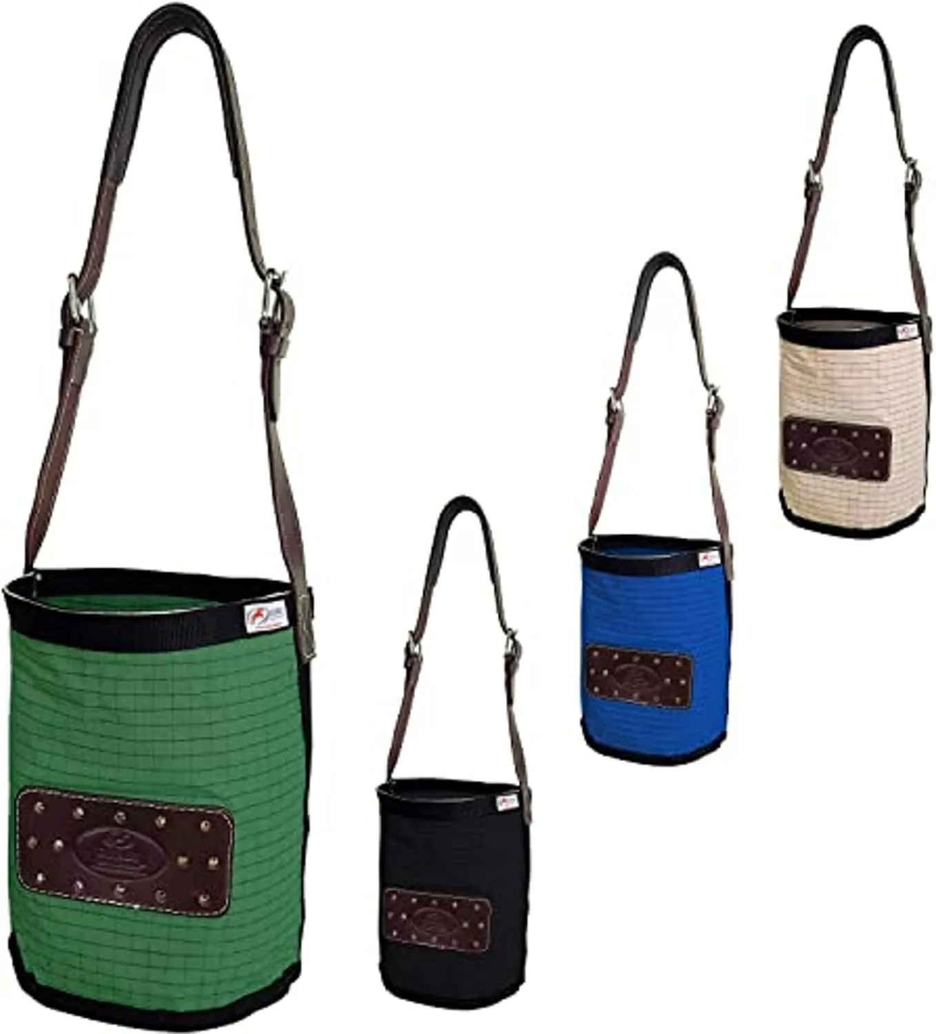 Derby Originals Ripstop 24 Oz Canvas Feed Bag with Padded Leather Crown Strap for Safety and No-Spill Flap Design