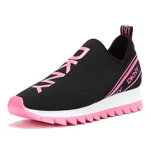 DKNY Women's Lightweight Slip on Fashion Sneaker, Black/NEON Pink Abbi, 6