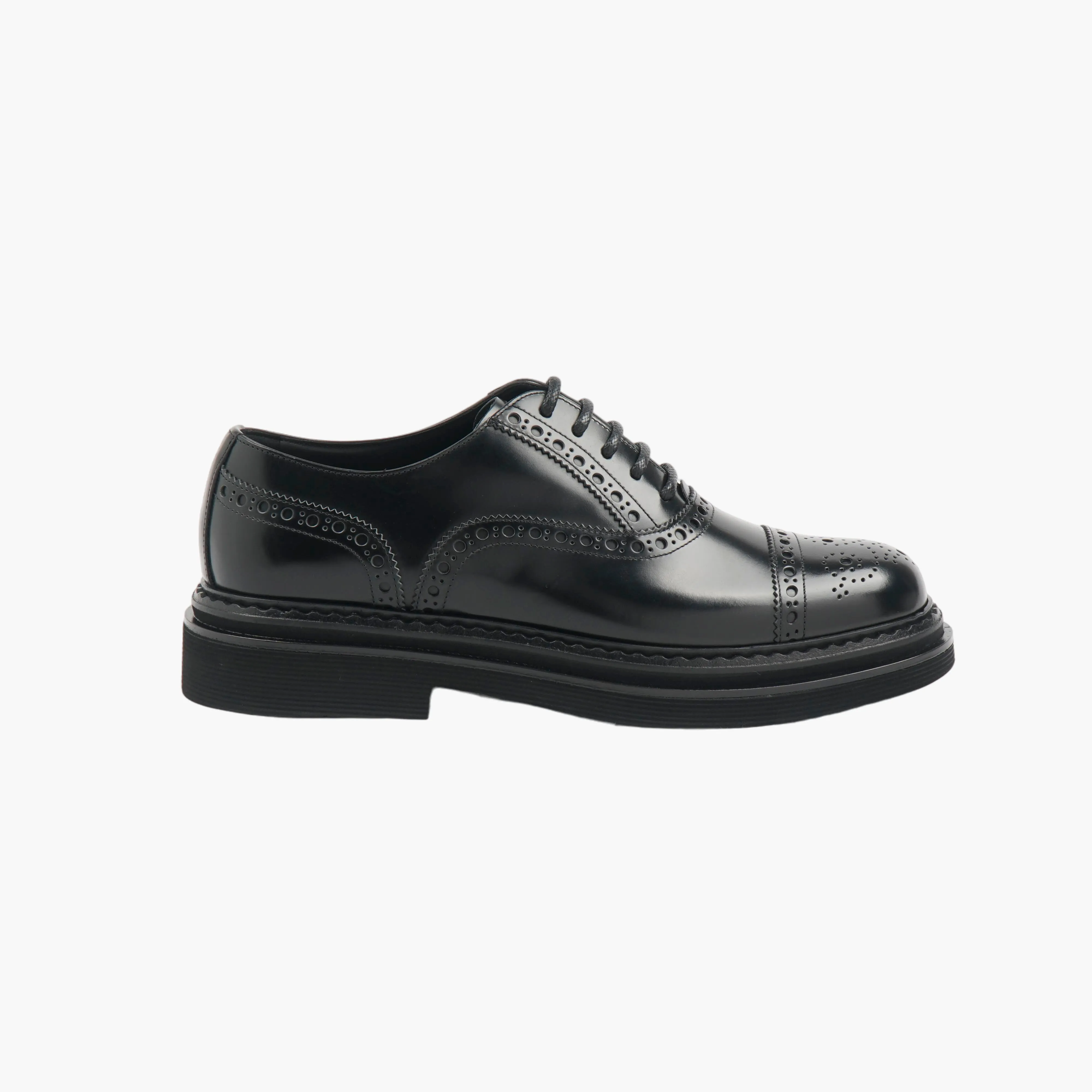 Dolce & Gabbana Black Brogue Shoes - Made in Italy, Premium Leather Craftsmanship