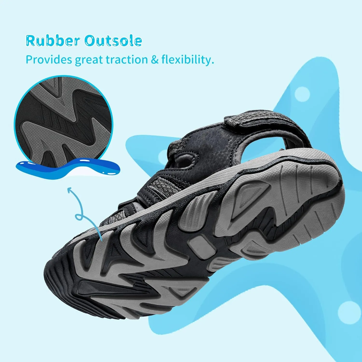 DREAM PAIRS Boys Girls Summer Outdoor Athletic Sport Sandals Walking Hiking Hook and Loop Adjustable Multicolor for Toddler/Little/Big Kids