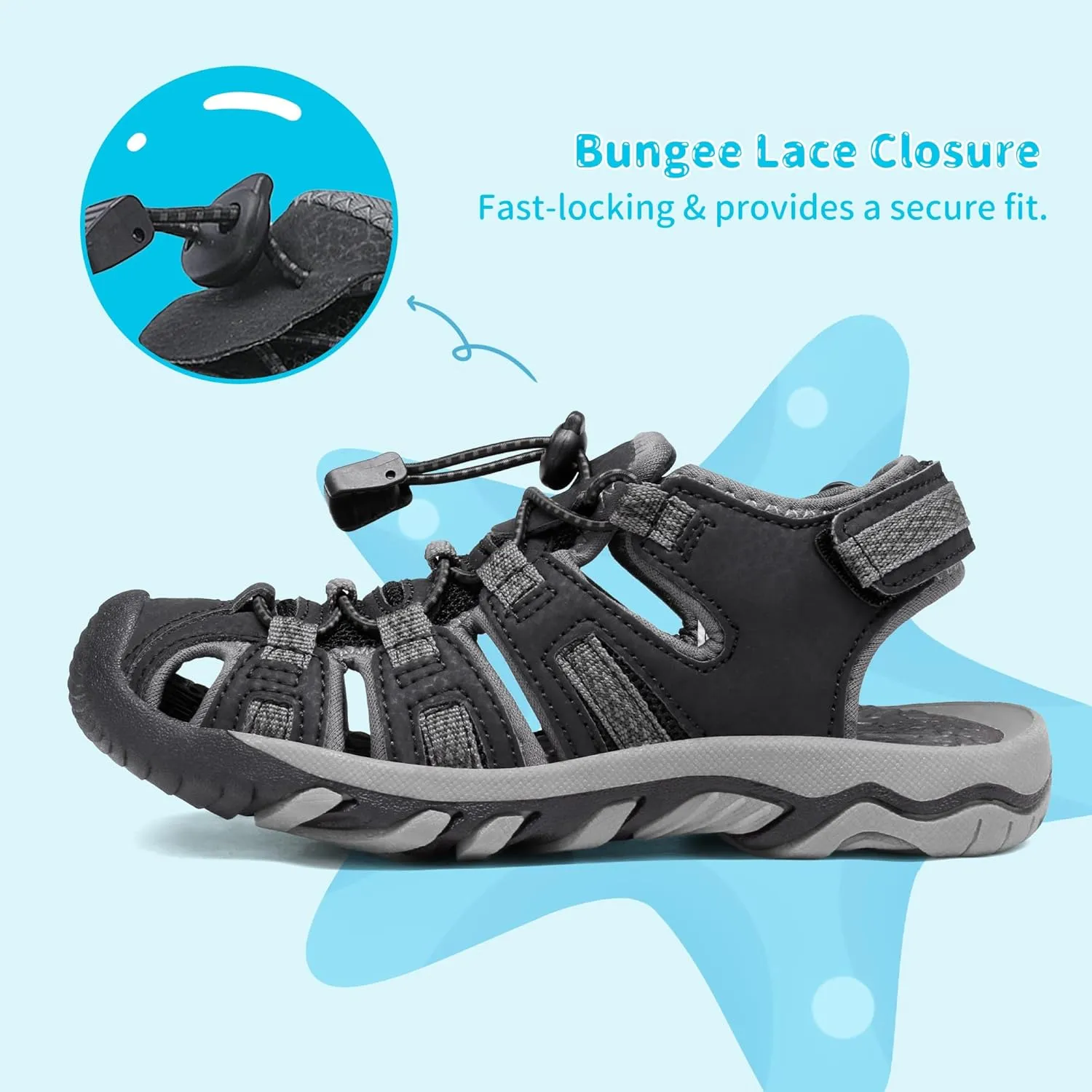 DREAM PAIRS Boys Girls Summer Outdoor Athletic Sport Sandals Walking Hiking Hook and Loop Adjustable Multicolor for Toddler/Little/Big Kids
