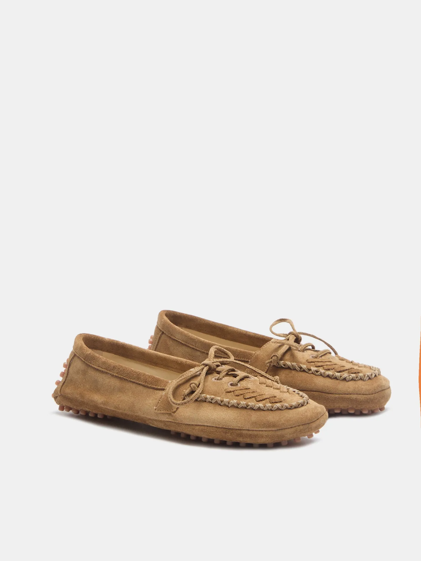 Driver Moccasin / Taupe Suede Embroidered