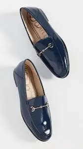 Edelman Leather Sam Navy Loafers Invitation-only sale Vamp Chain Lior Detail Customer-oriented Slip-On Loraine