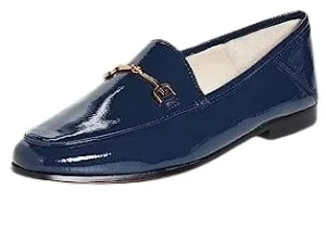 Edelman Leather Sam Navy Loafers Invitation-only sale Vamp Chain Lior Detail Customer-oriented Slip-On Loraine