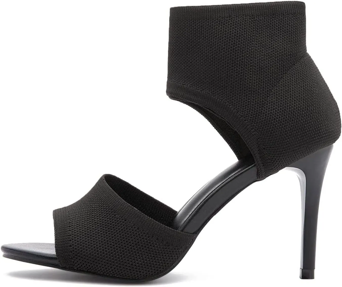 EFTCAL Women's Mesh Knit Point Toe Stiletto Heeled Sandal Boots,Solid Fish Mouth Open Toe Kitten Heels Ankle Sandals