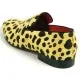 FIESSO  BLACK/GOLD LEOPARD PRINT PONY HAIR LOAFER