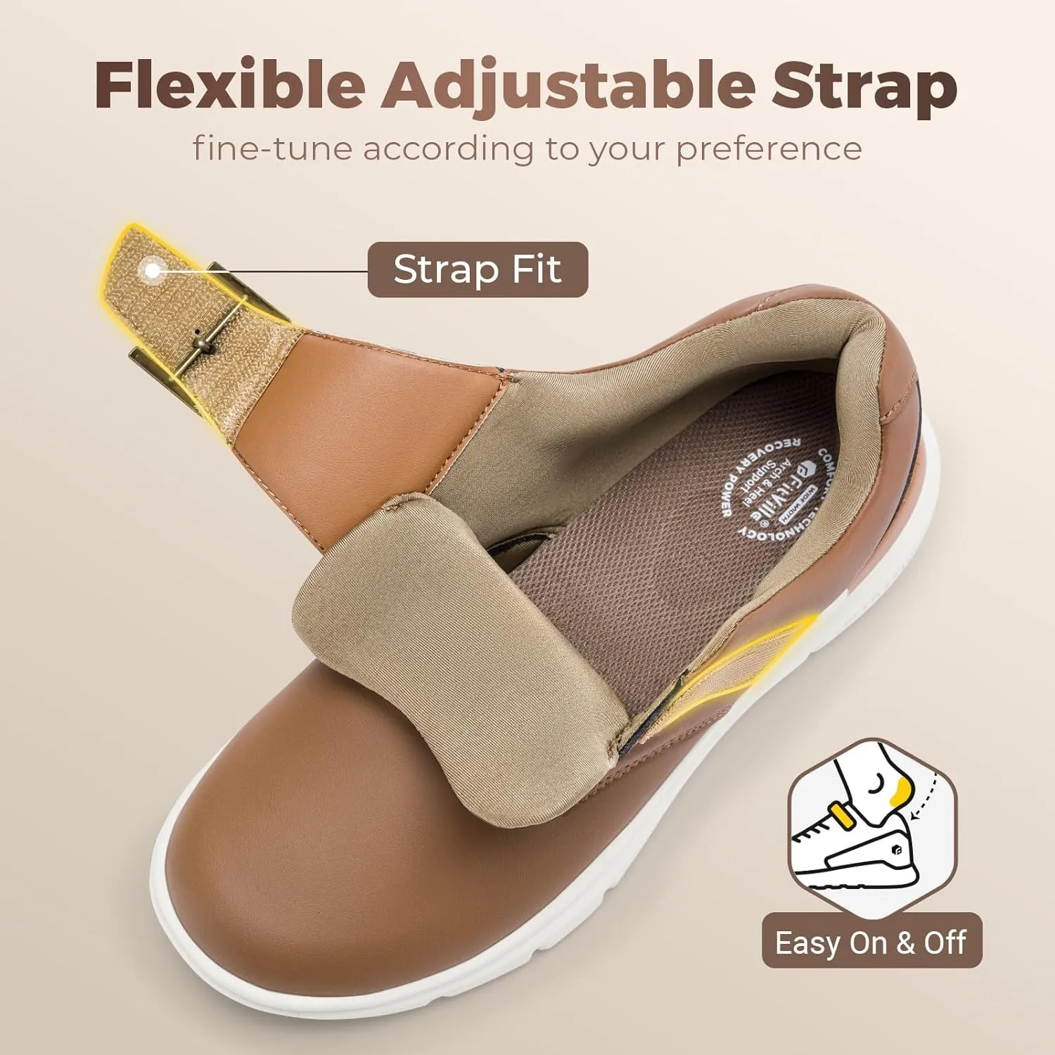 FitVille Extra Wide Diabetic Shoes for Men Swollen Feet Comfortable Casual Derby Dress Shoes for Men Wide Feet