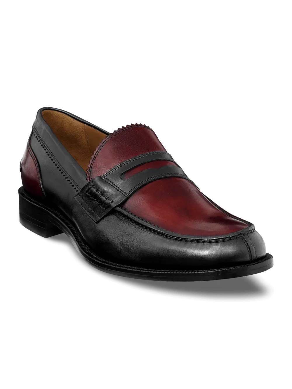 Freeman Penny Loafer - Black/burgundy