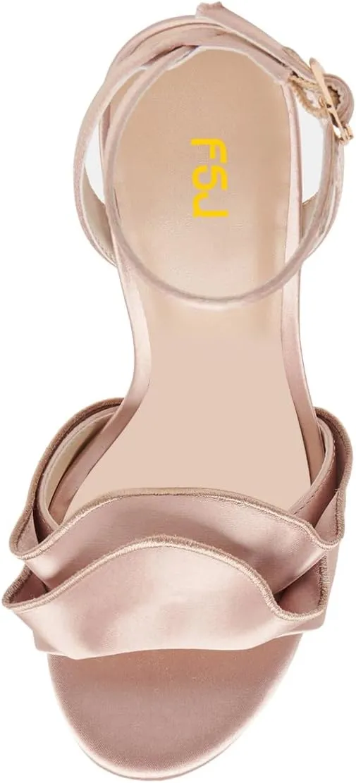 FSJ Women Cute Pearls Heeled Sandal Ankle Strap Beaded High Heel Open Toe Rippling Wedding Party Evening Dress Shoes Size 4-16 US