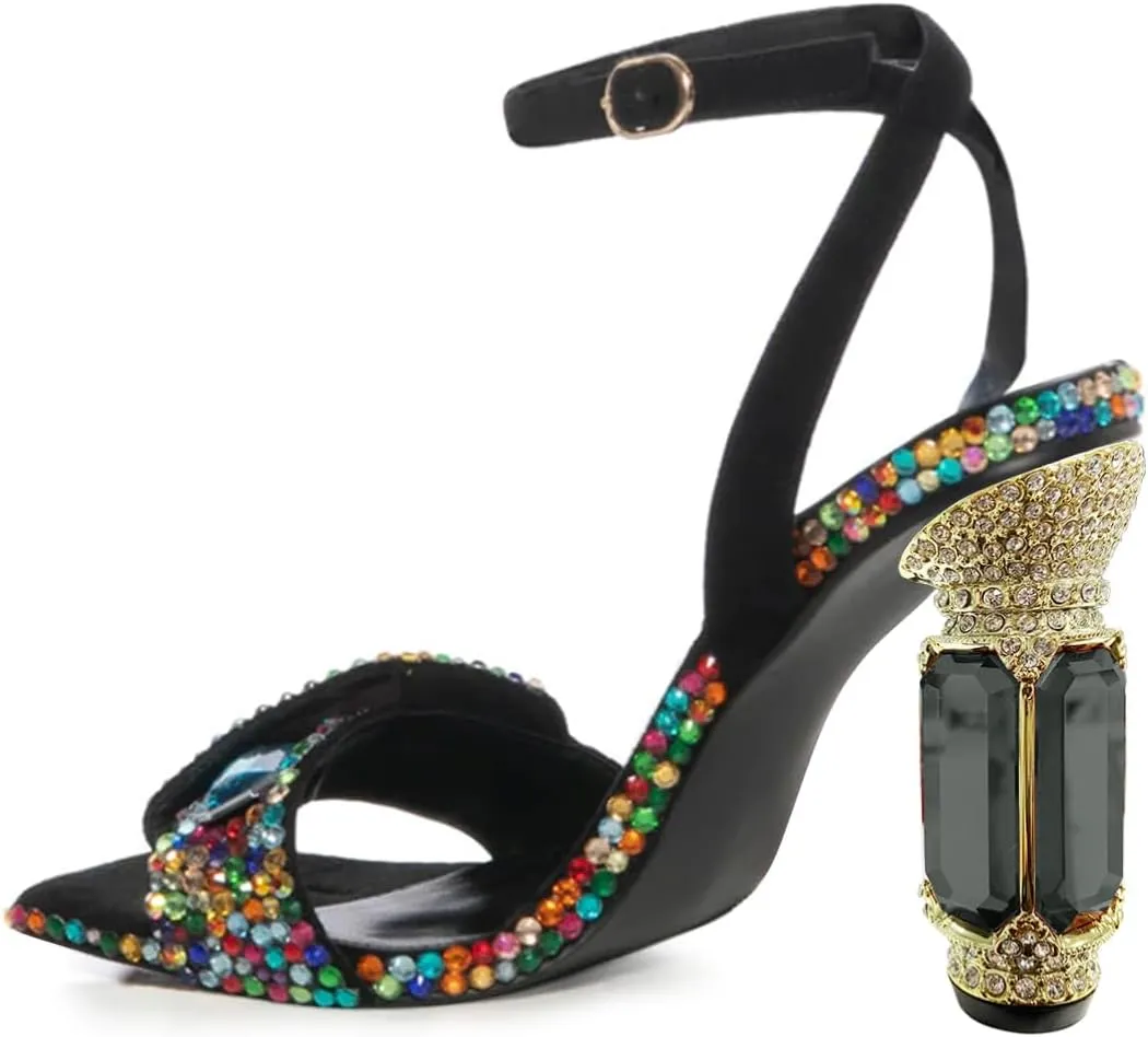 FSJ Women Open Toe Stylish Sandal Ankle Strap Chunky Block High Thick Heels Wedding Party Ballroom Prom Shoes US Size 4-15 US